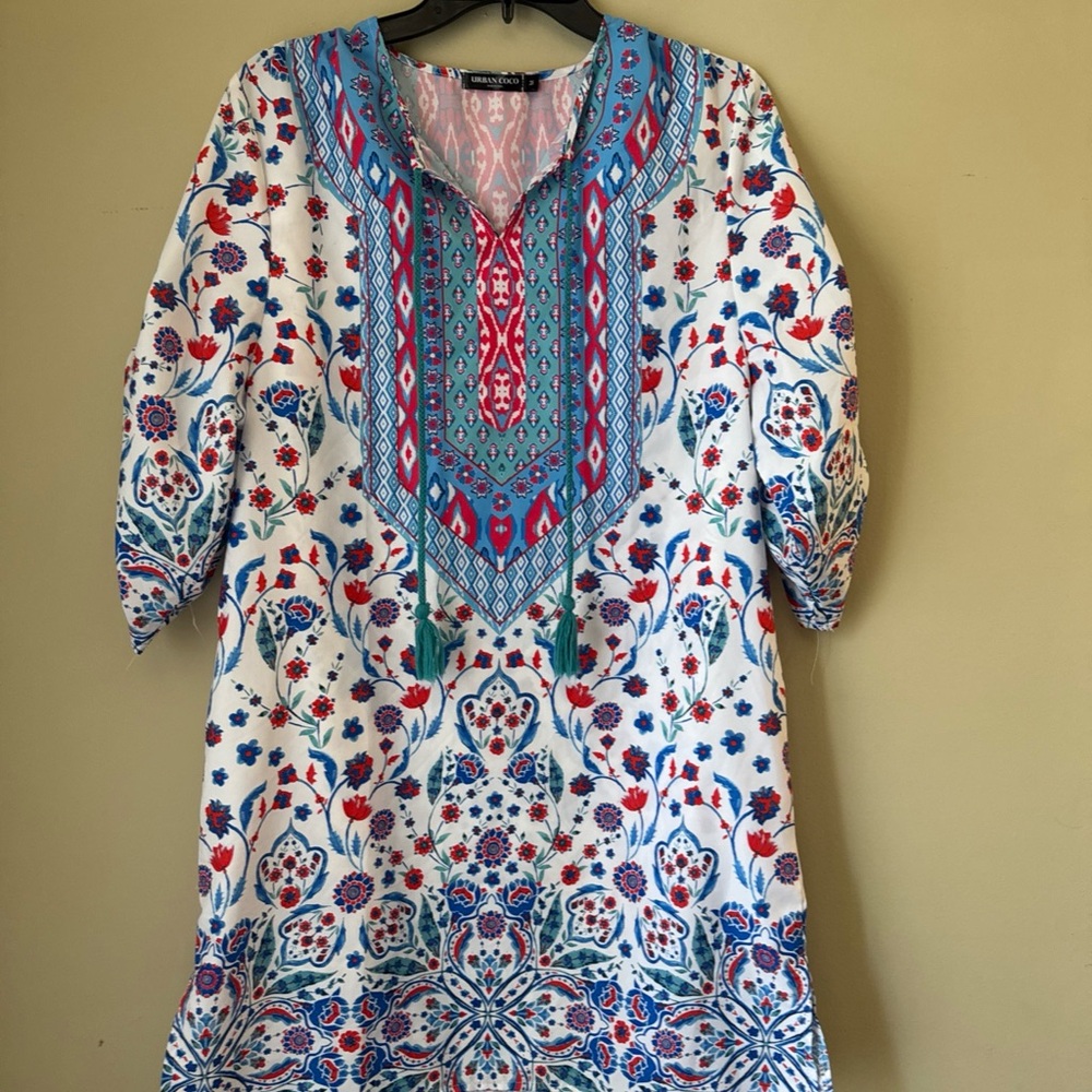 Floral Blue and Red Women's Top